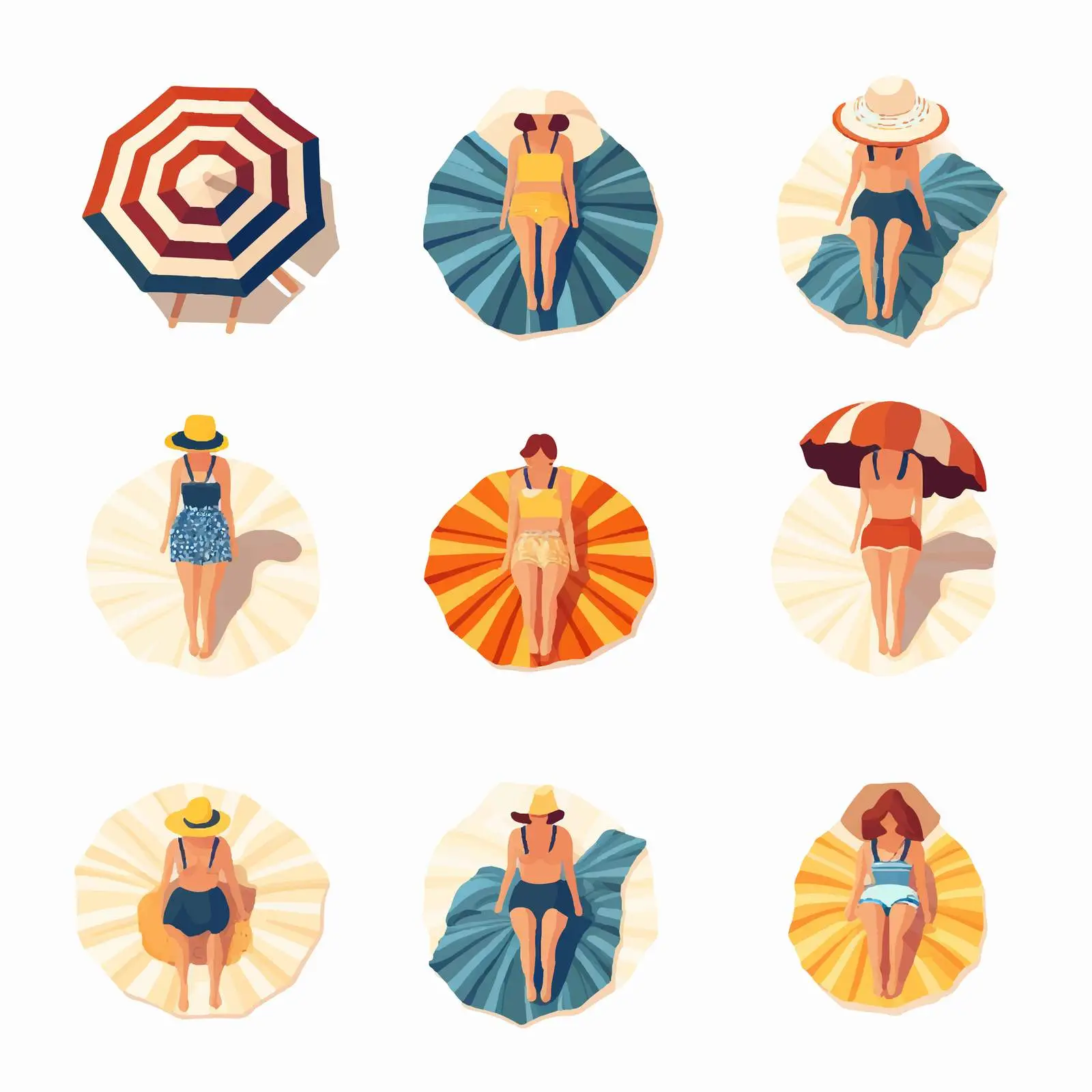 Relaxing Beach Scene with Sunbathing People — free download from Dotvec