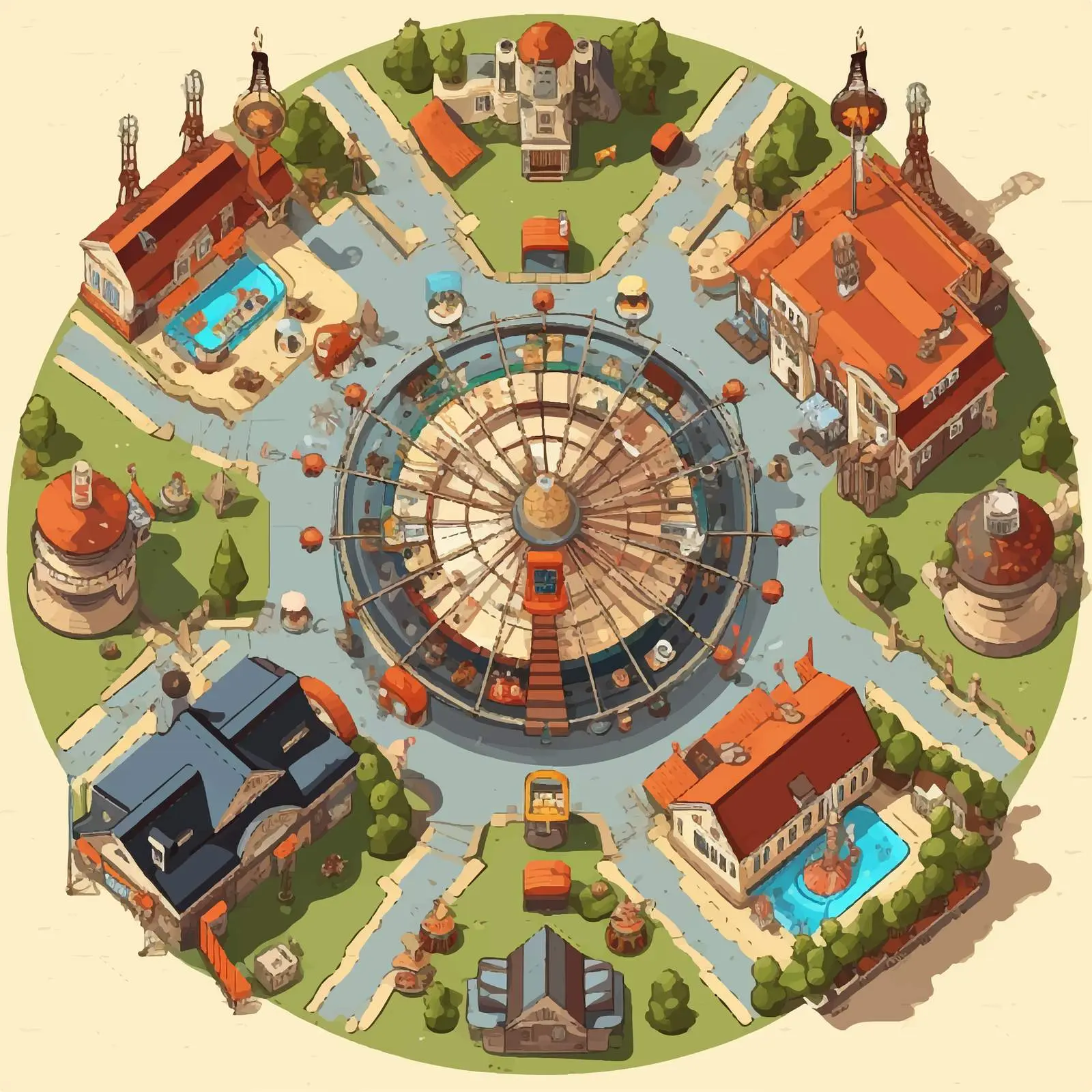 Top View Cartoon Vector Illustration — free download from Dotvec