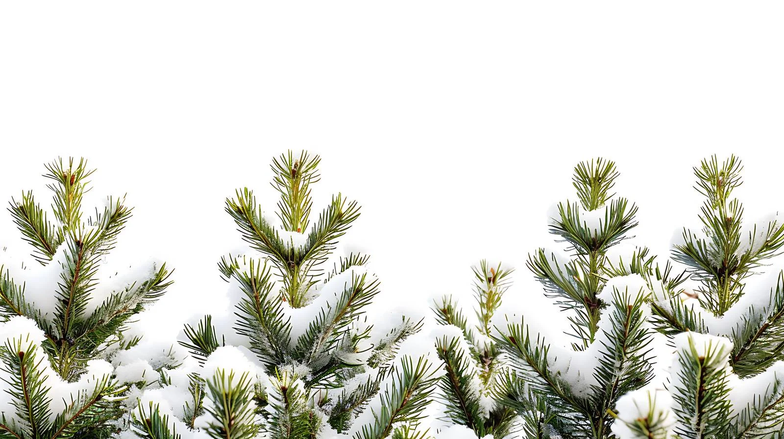 Snow-covered pine tree tops under sunny sky — free download from Dotvec