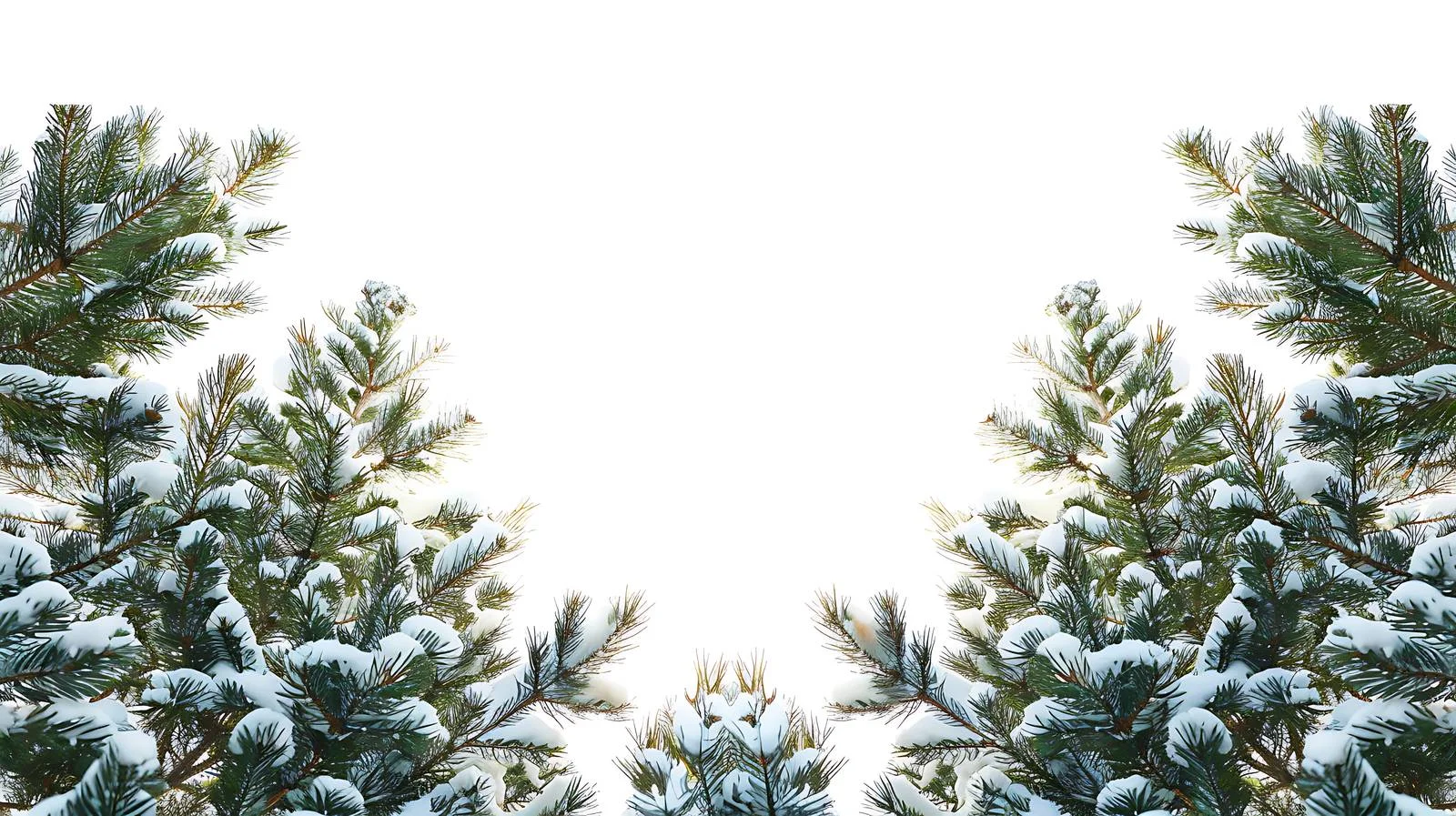 Snow-covered pine tree tops under sunny sky — free download from Dotvec