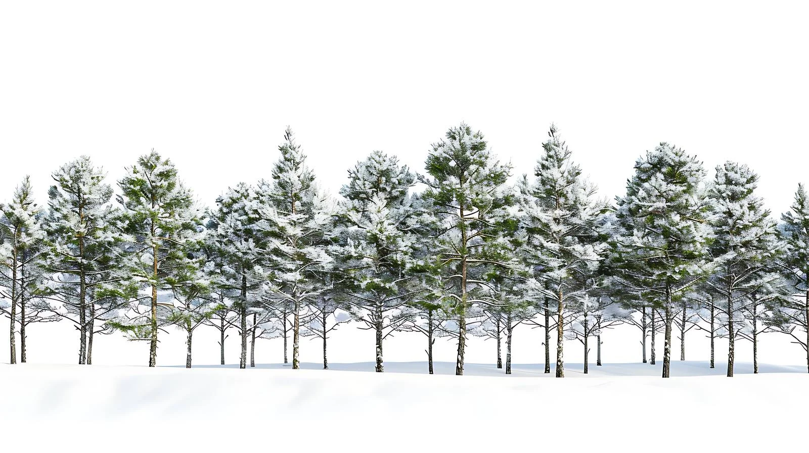 Snow-covered pine tree tops glisten in sunlight — free download from Dotvec