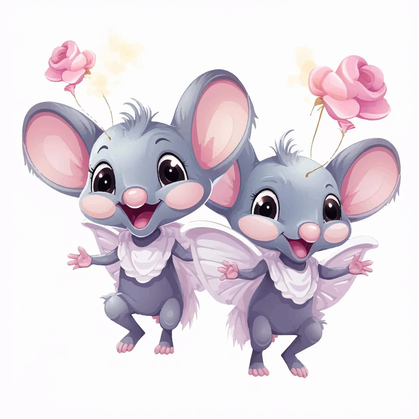 Two Gray Flying Mice Fairy Helpers — free download from Dotvec