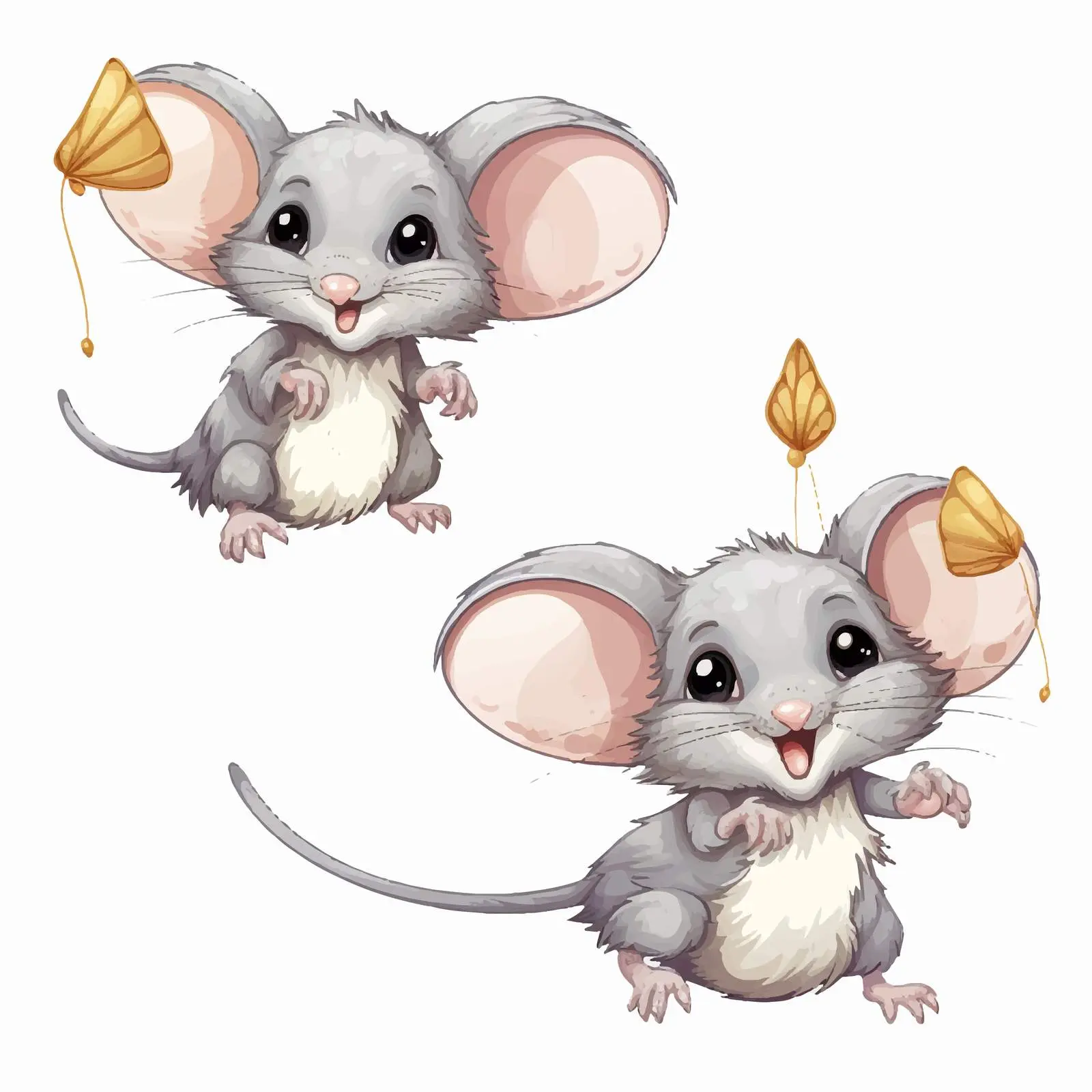 Two Gray Flying Mice Fairy Helpers — free download from Dotvec