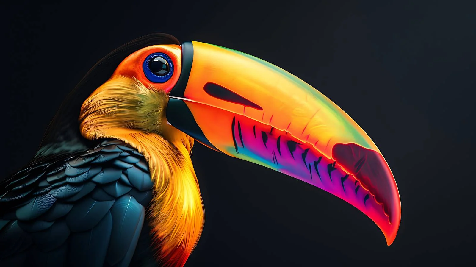 Vibrant Toucan on Dark Abstract Background — free download from Dotvec