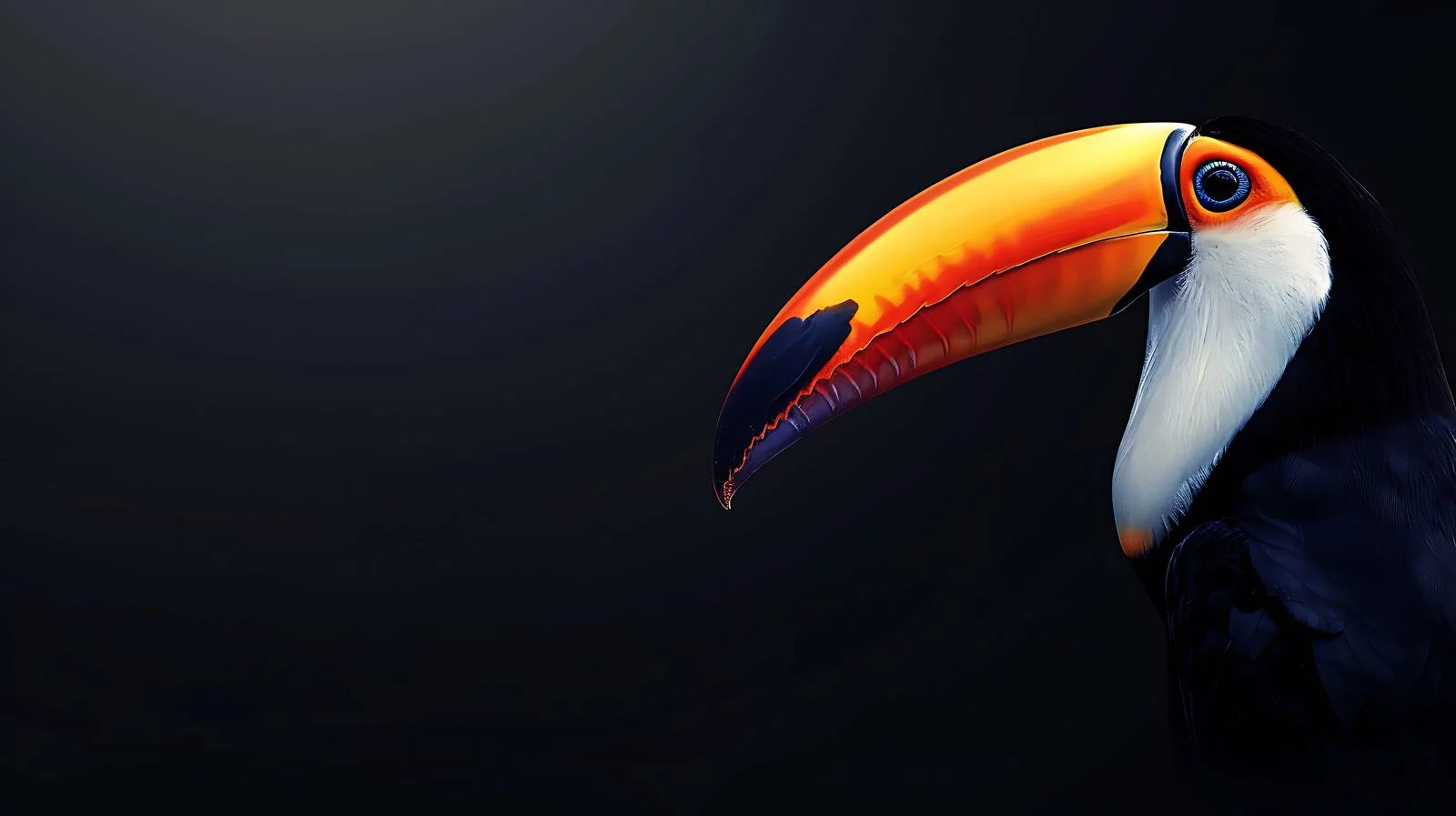 Abstract Toucan Bird on Black Background – free toucan image from Dotvec
