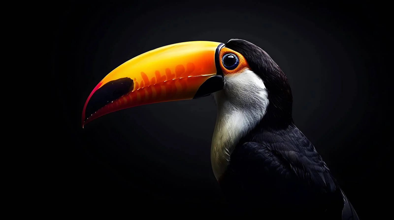 Elegant Toucan on Abstract Black Background — free download from Dotvec