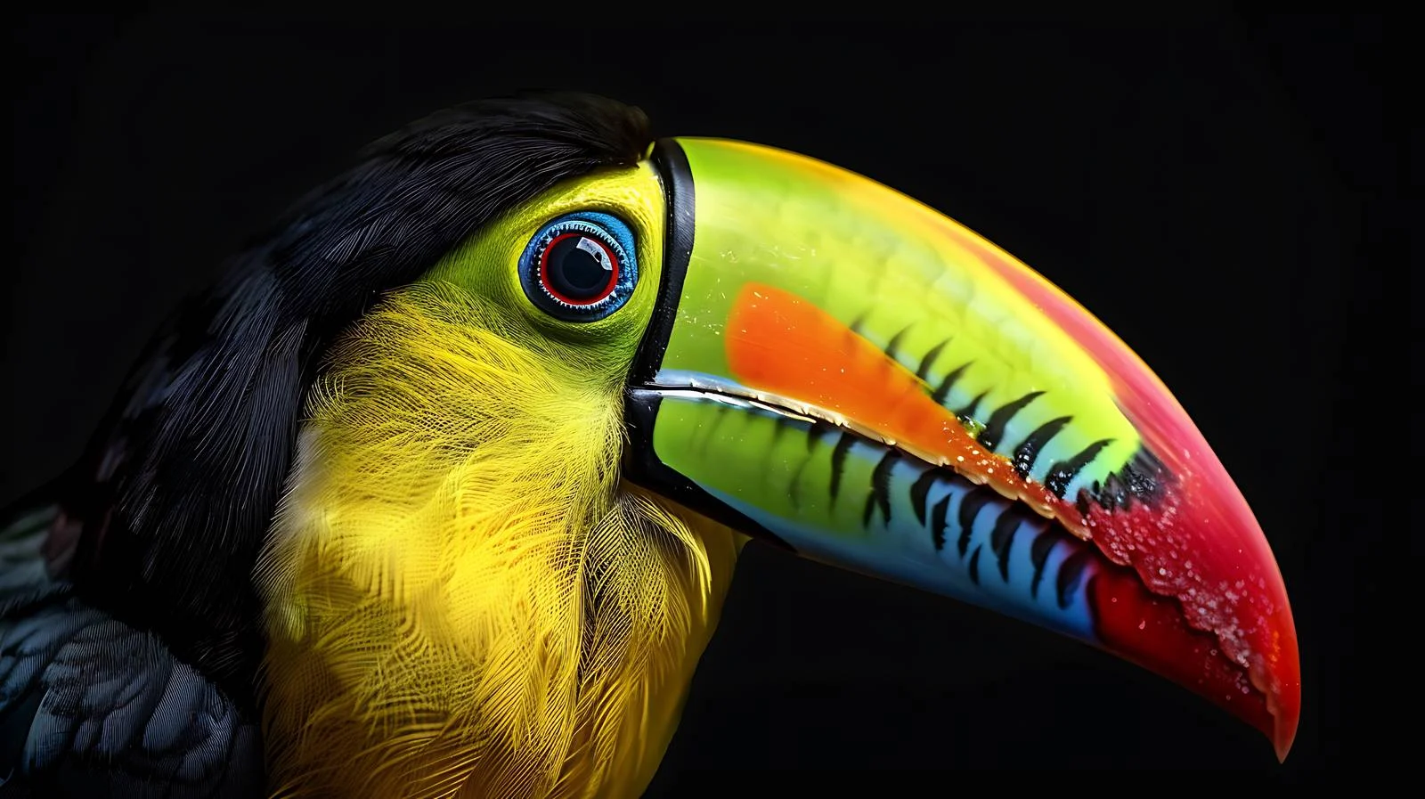 Elegant Toucan on Abstract Black Background – free toucan image from Dotvec
