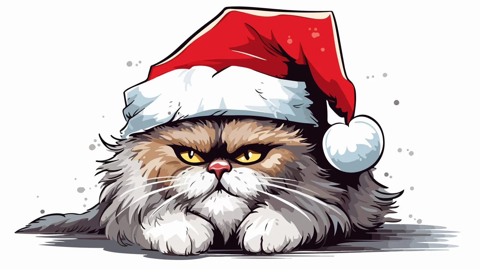 Vintage Cat in Santa Hat Drawing — free download from Dotvec