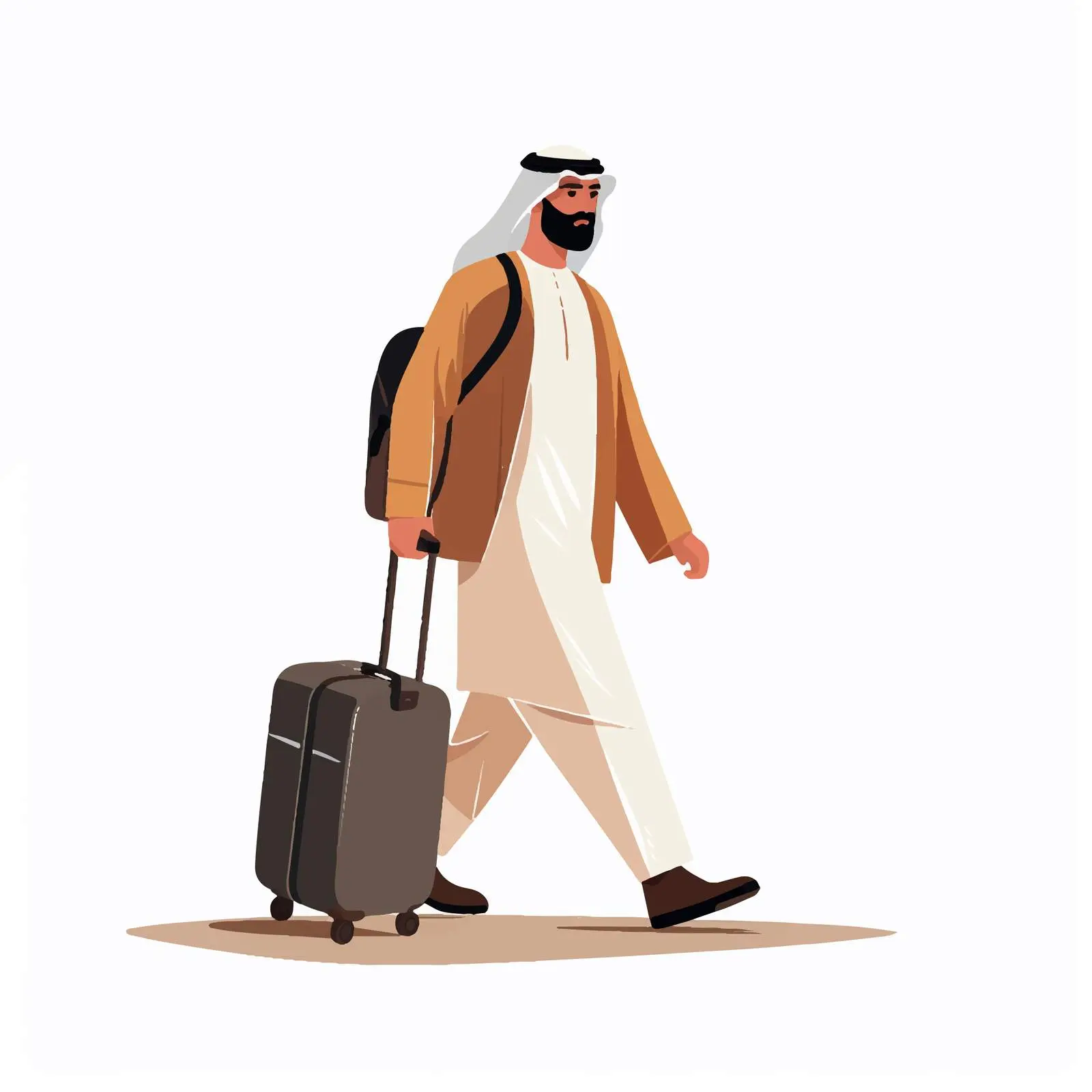 Arab Muslim Traveler with Luggage in Vectors – free globalization image from Dotvec