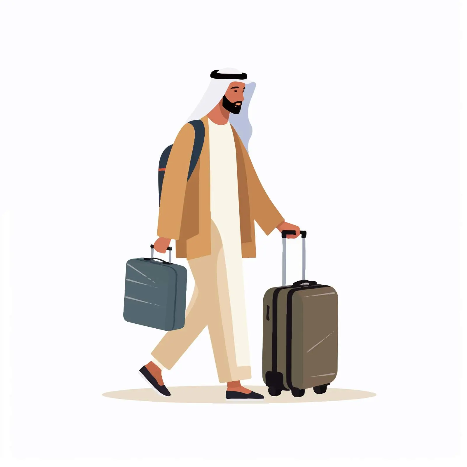 Arab Muslim Man Traveling with Luggage — free download from Dotvec