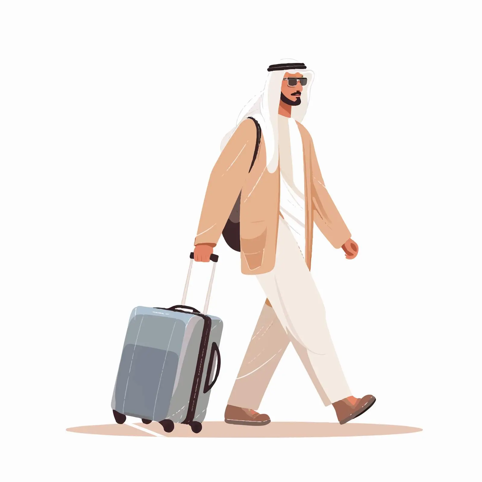 Arab Muslim Traveler with Luggage — free download from Dotvec