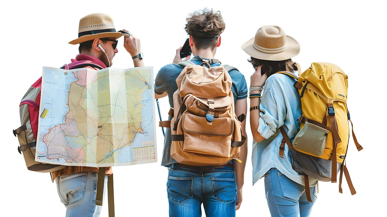 Tourists Plan Hotel Reservations with Map — free download from Dotvec