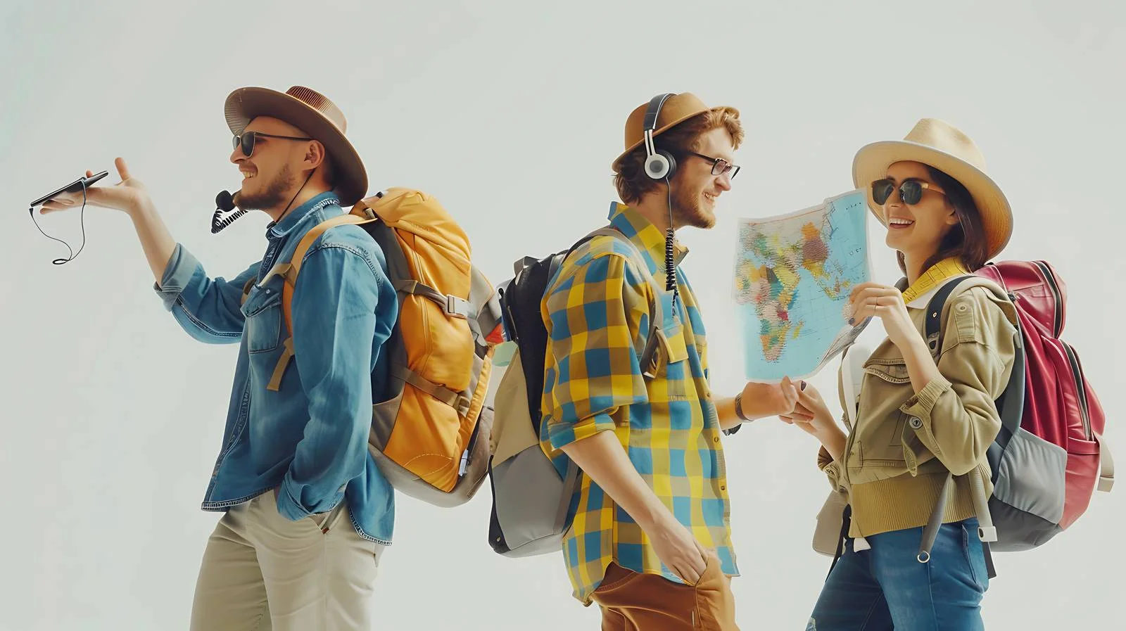 Tourists Book Hotel and Ask for Direction — free download from Dotvec