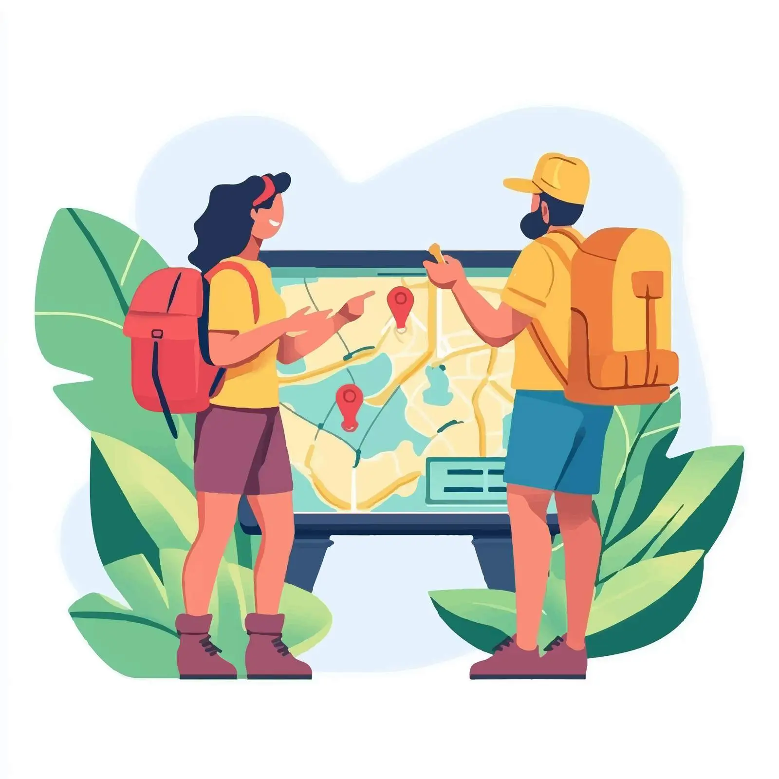 Couple Planning Trip Itinerary on Digital Map — free download from Dotvec