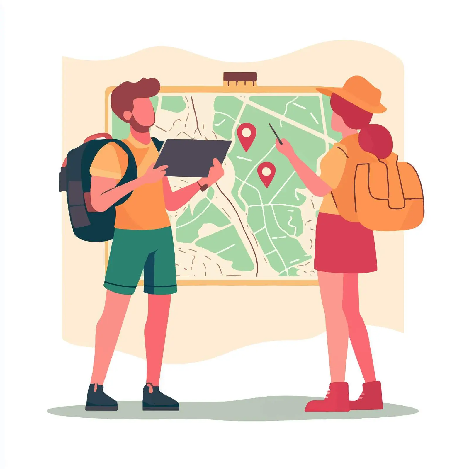 Couple Planning Trip Itinerary on Digital Map — free download from Dotvec