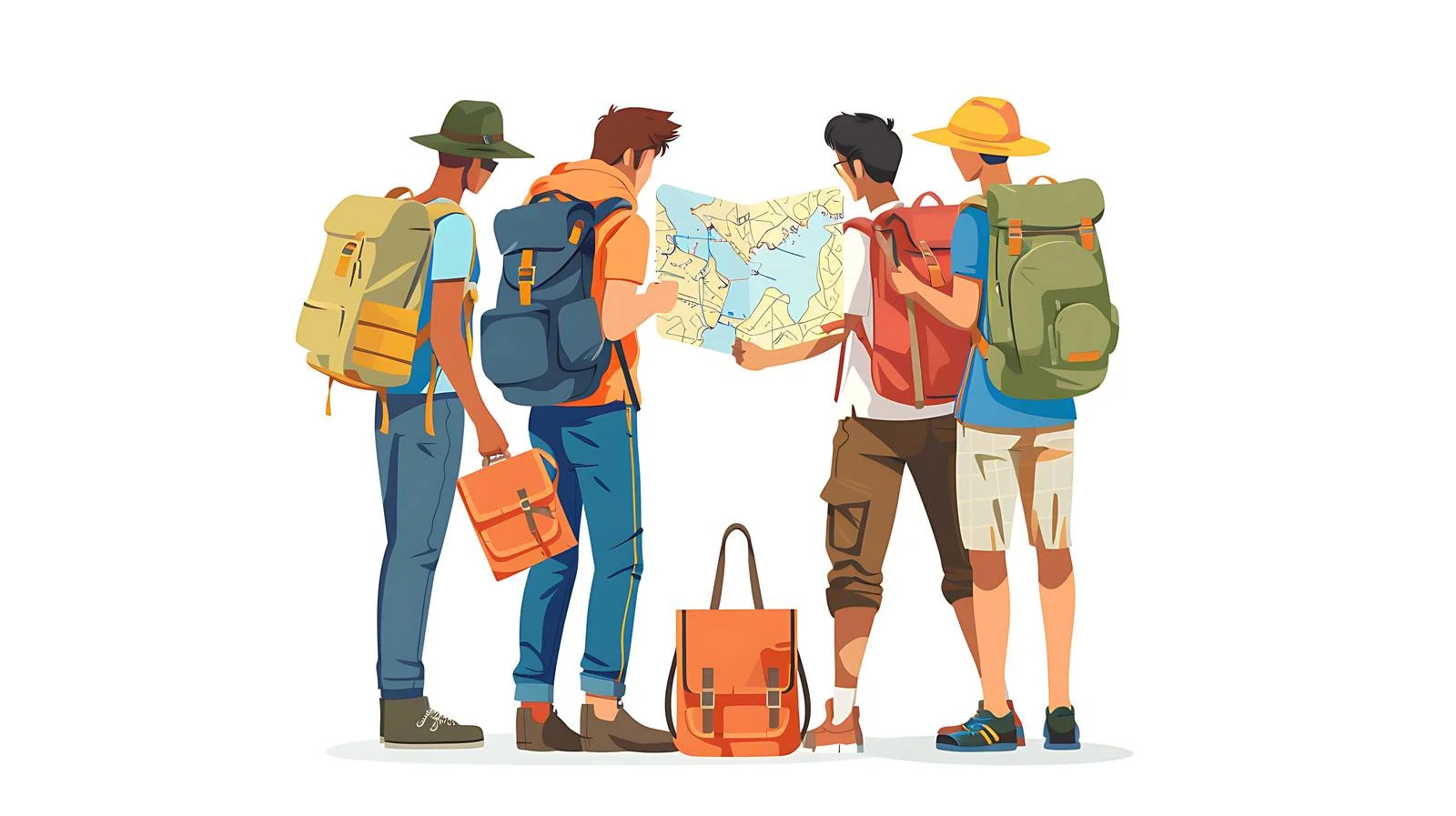 Tourists with Maps and Bags on Floor — free download from Dotvec
