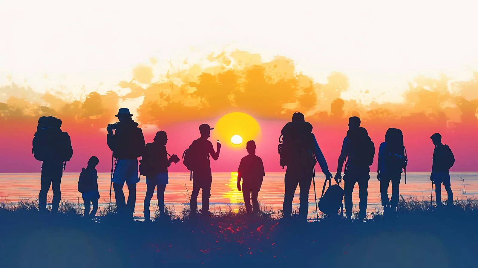 Scenic Sunset Watching by Tourists — free download from Dotvec