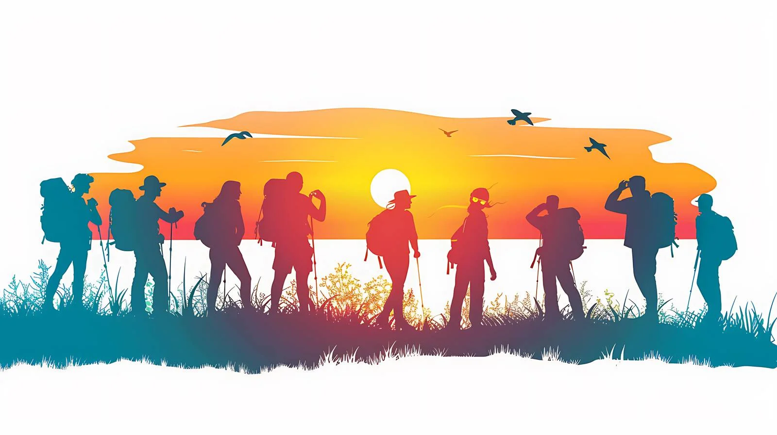 Sea Sunset Watch by Standing Tourists — free download from Dotvec