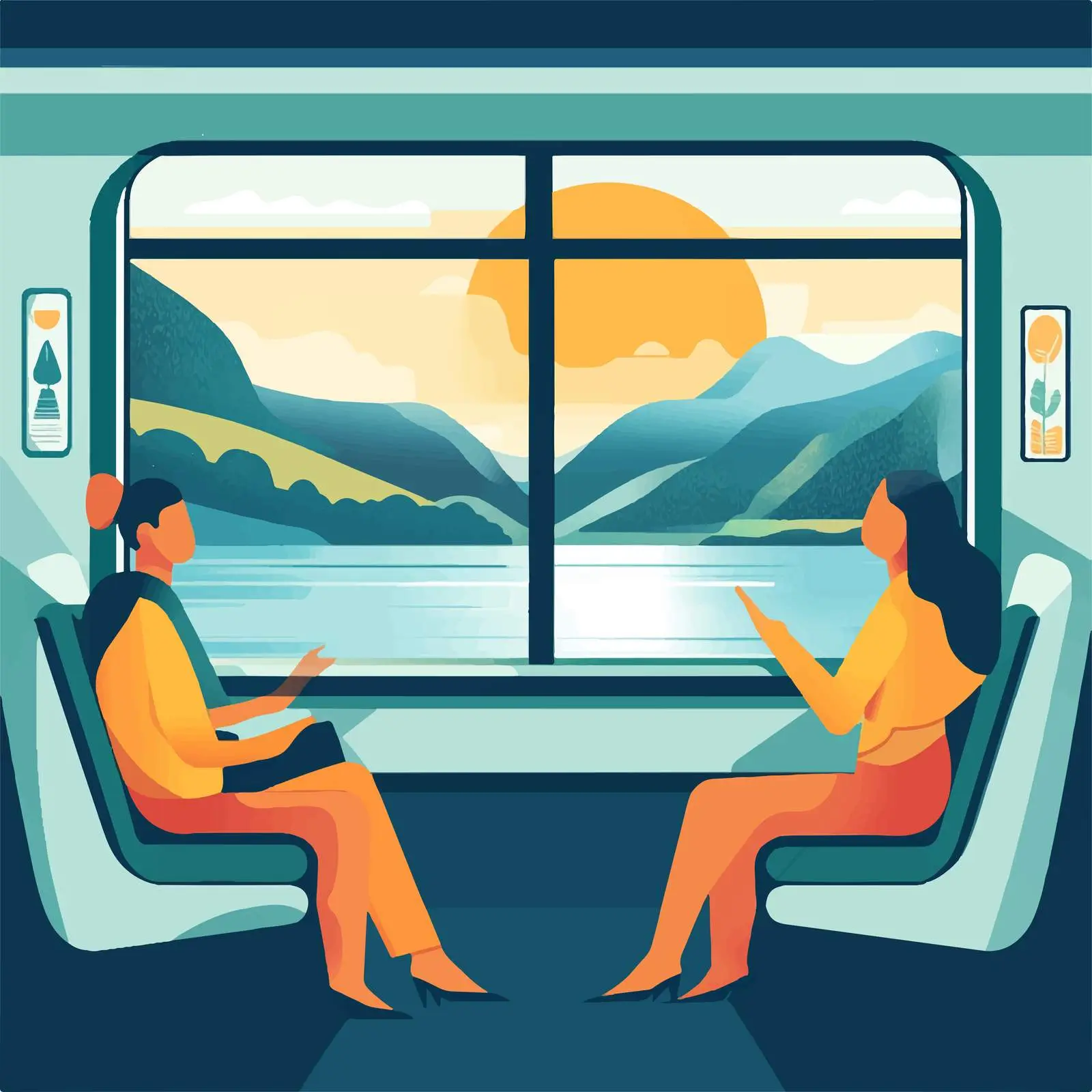 Relaxed Passengers on a Scenic Railway Journey — free download from Dotvec