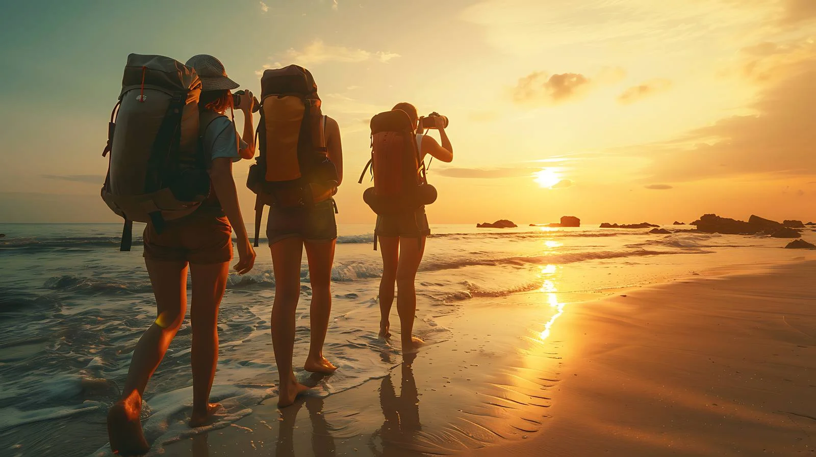 Tourists Capture Sunset on Beach — free download from Dotvec