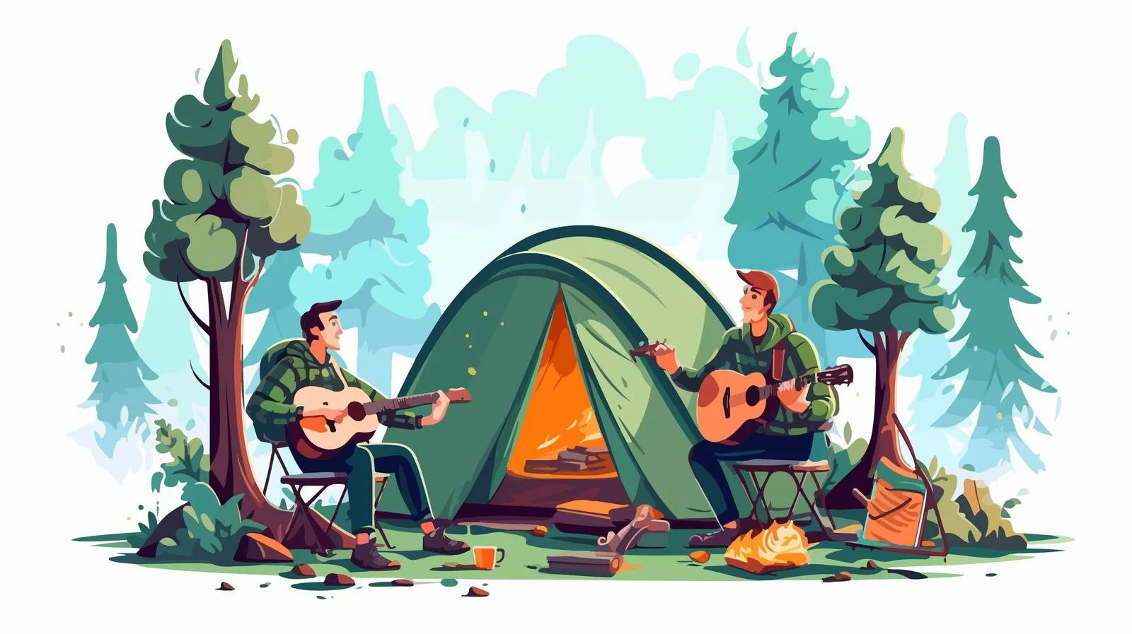 Adventure Enthusiasts Setting Up Campsite — free download from Dotvec