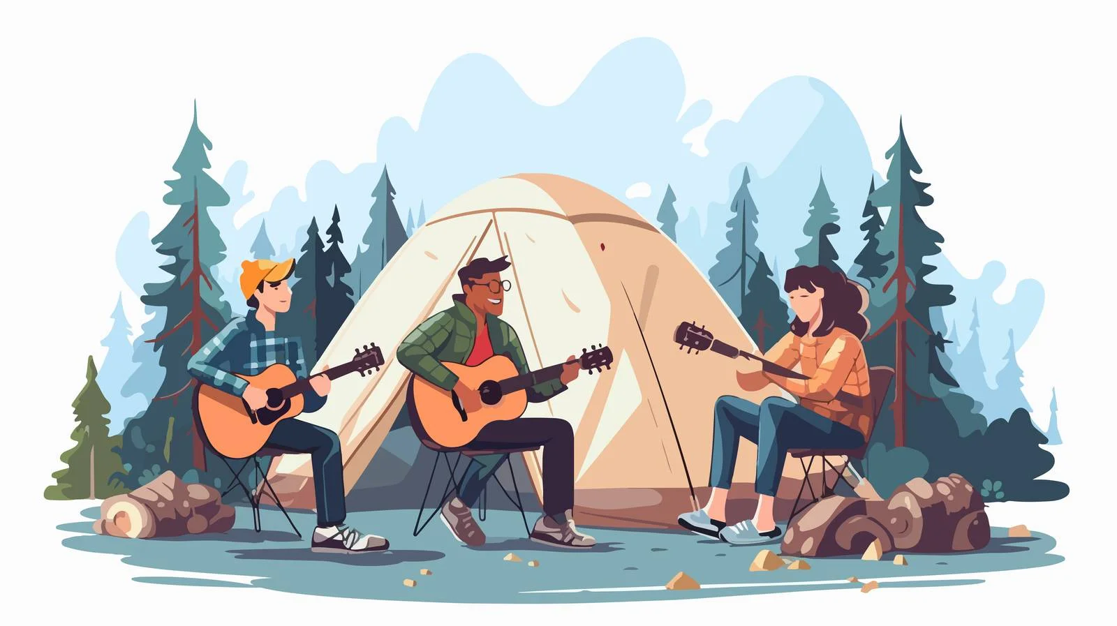 Outdoor Enthusiasts Setting Up Campsite — free download from Dotvec