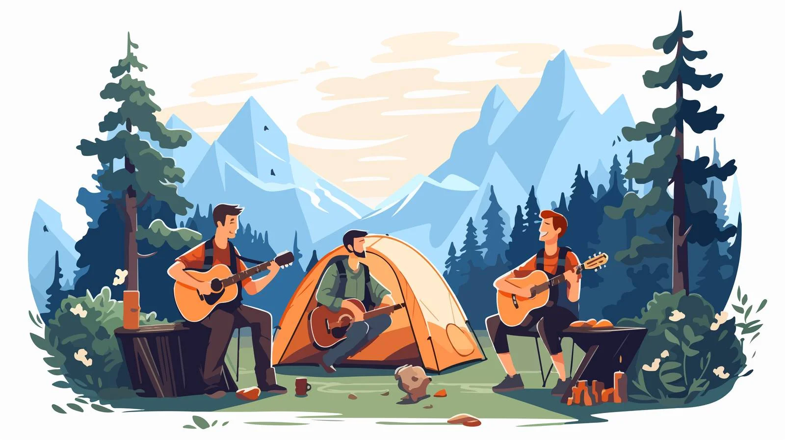 Outdoor Enthusiasts Setting Up Campsite — free download from Dotvec