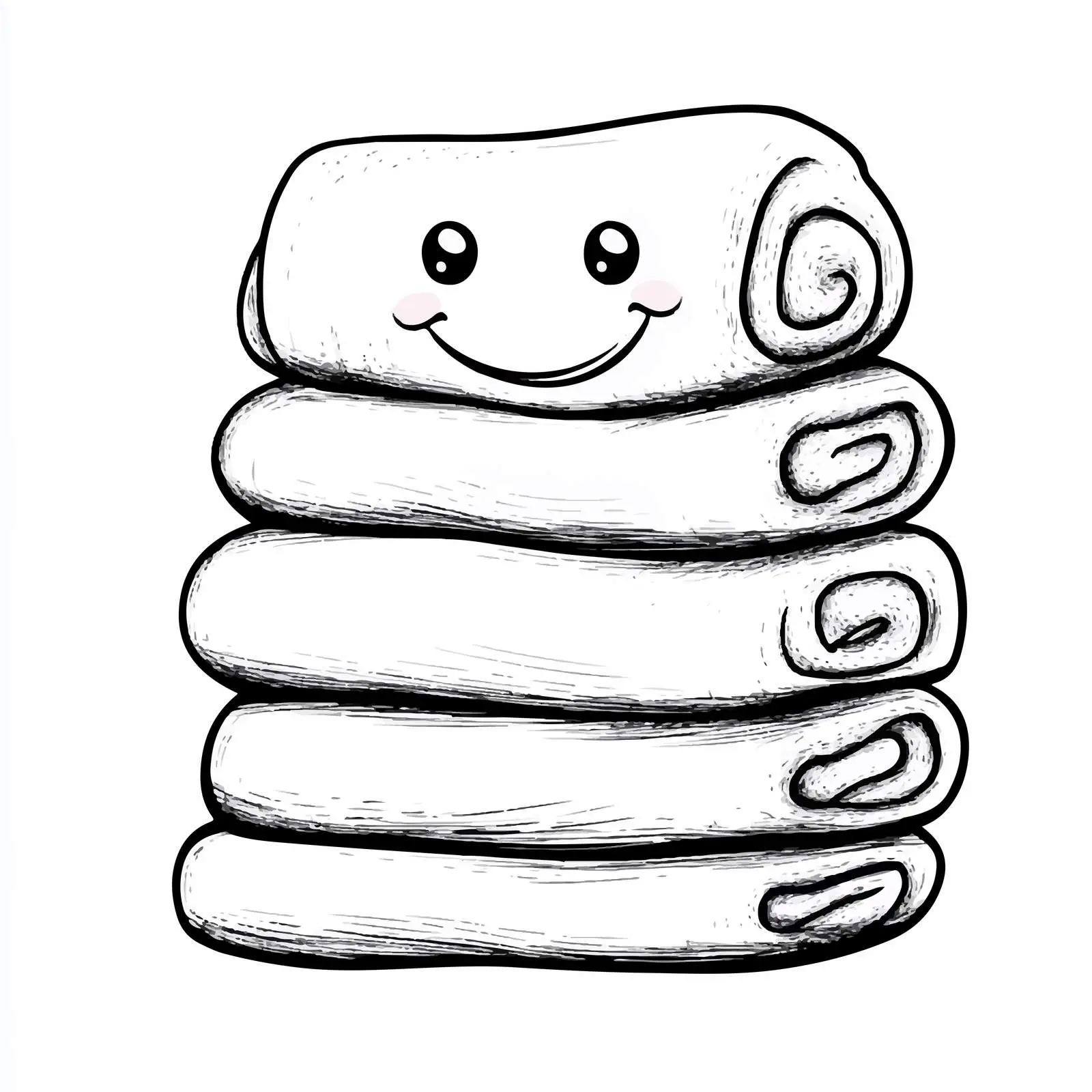 Black and White Towel Cartoon Illustration — free download from Dotvec