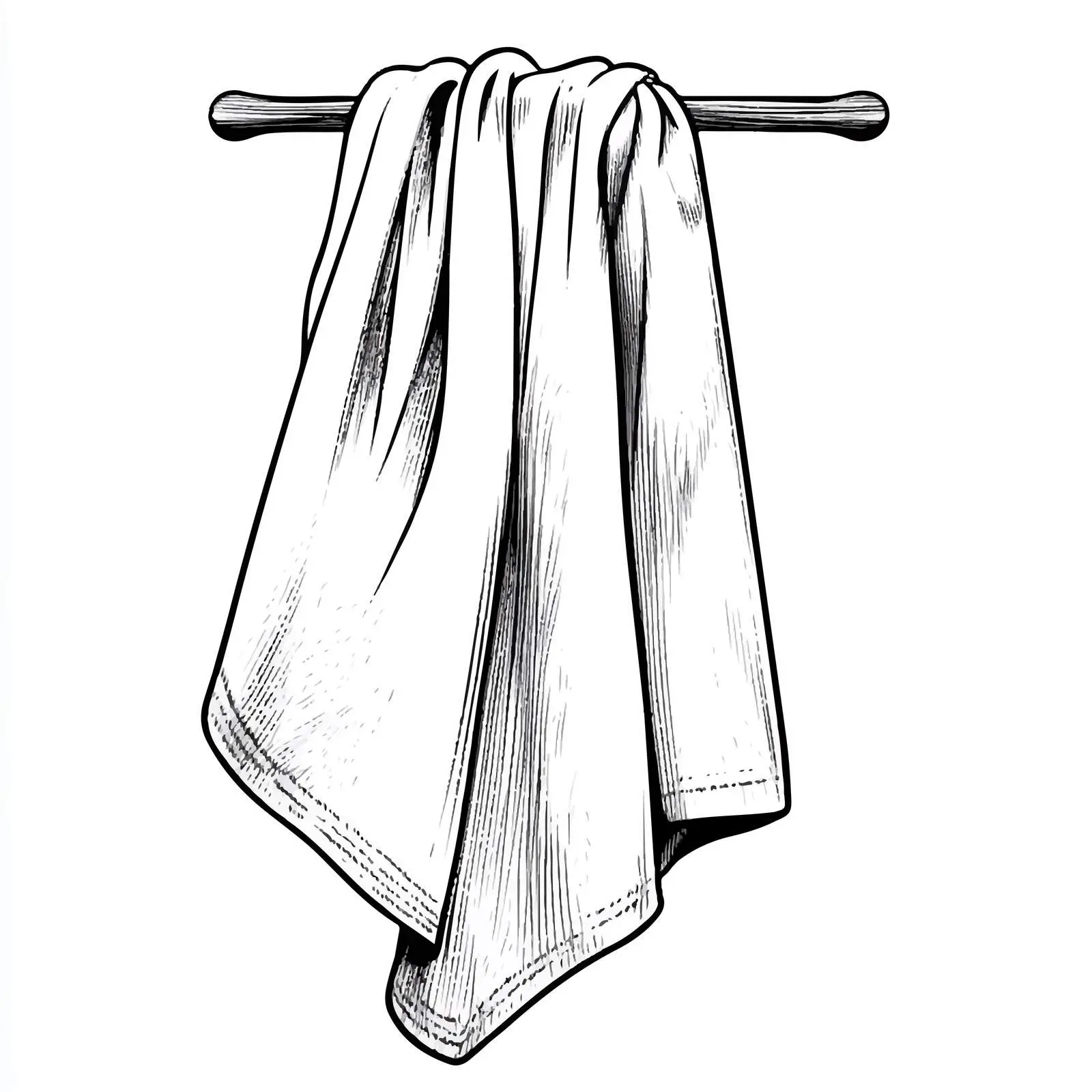 Hand-Drawn Cartoon Towel Illustration in Black and White — free download from Dotvec