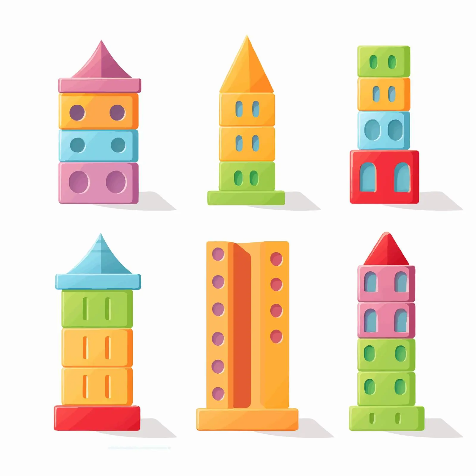 Colorful Toy Block Towers for Kids — free download from Dotvec