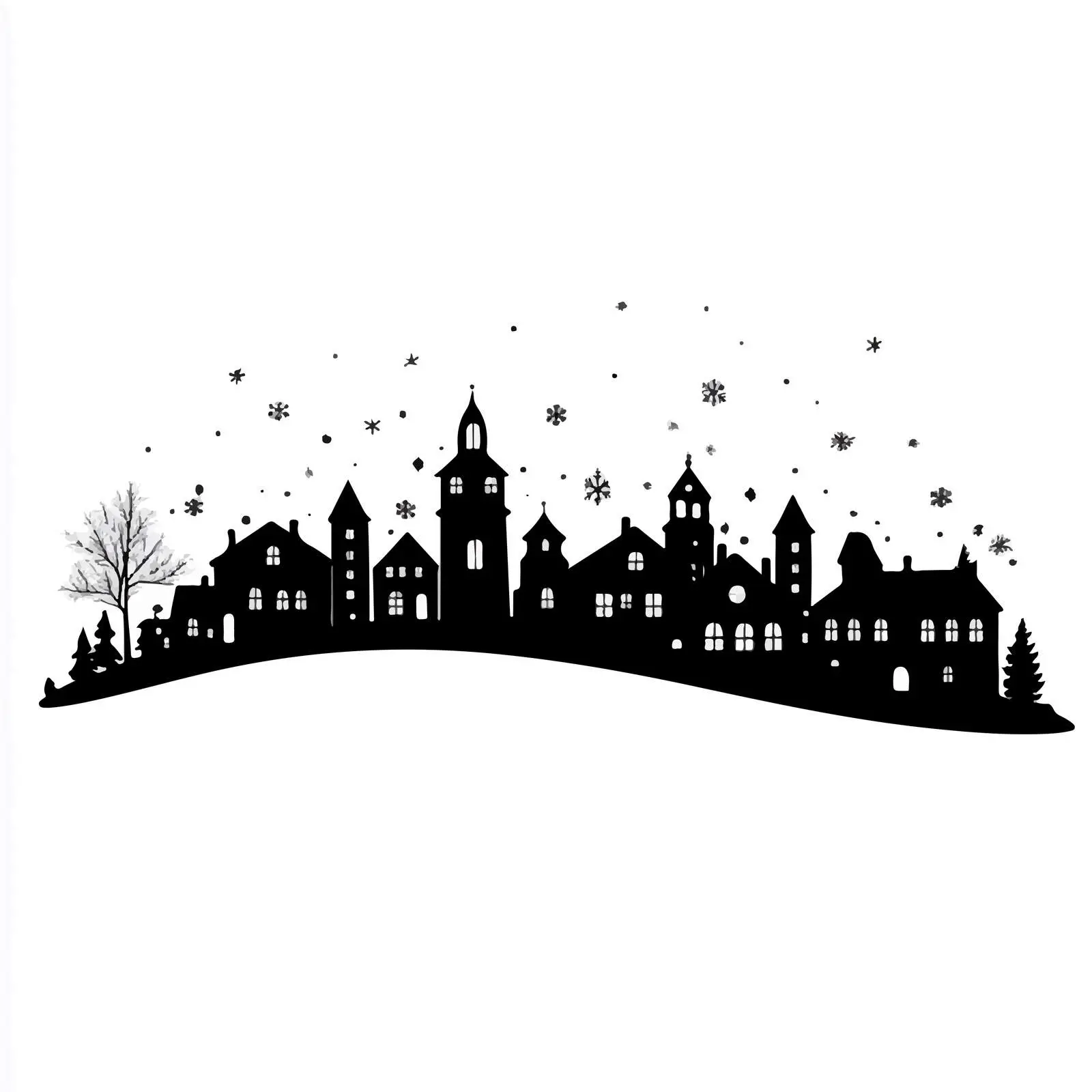 Silhouette of Town and Village Houses Skyline — free download from Dotvec