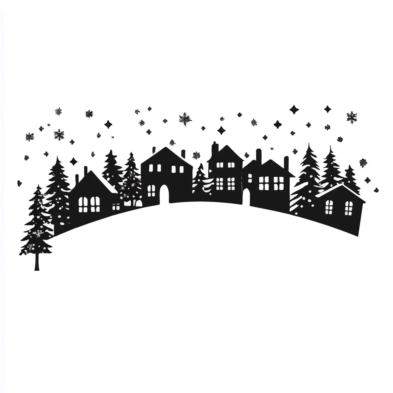 Silhouette of Town and Village Houses on Skyline — free download from Dotvec