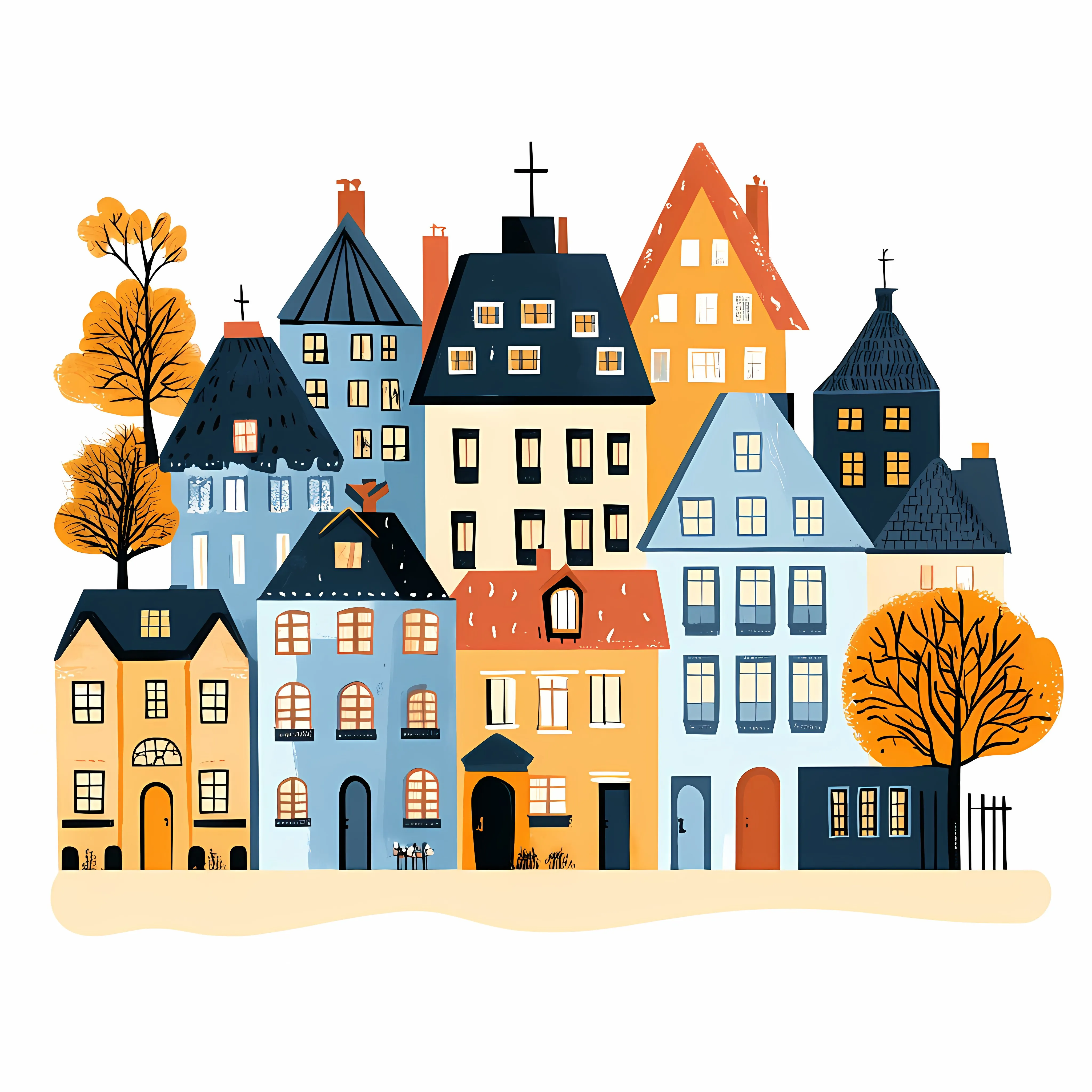 Cozy Scandinavian Town with Cute Houses – free tranquil environment image from Dotvec