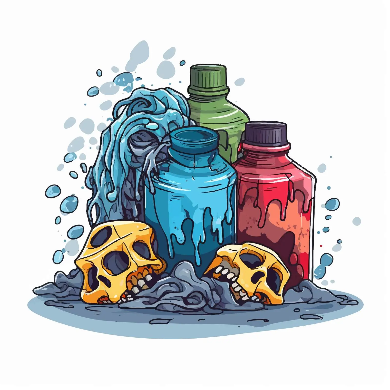 Toxic Plastics Waste Ecology Cartoon Illustration – free health hazard image from Dotvec