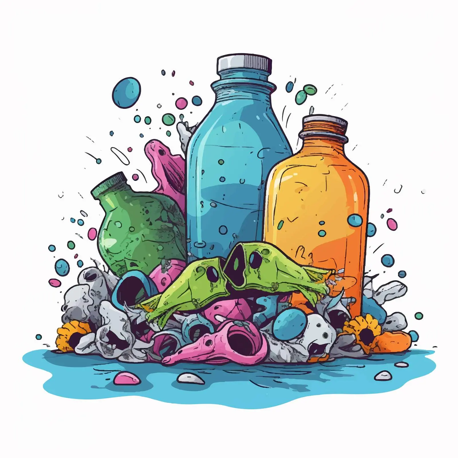 Toxic Plastics Waste Contamination Cartoon Graphic — free download from Dotvec
