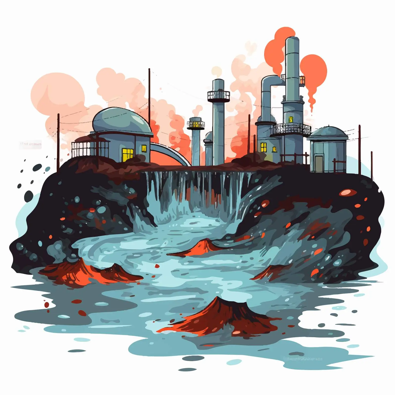Toxic Water Flowing from Polluted Factory Drain — free download from Dotvec