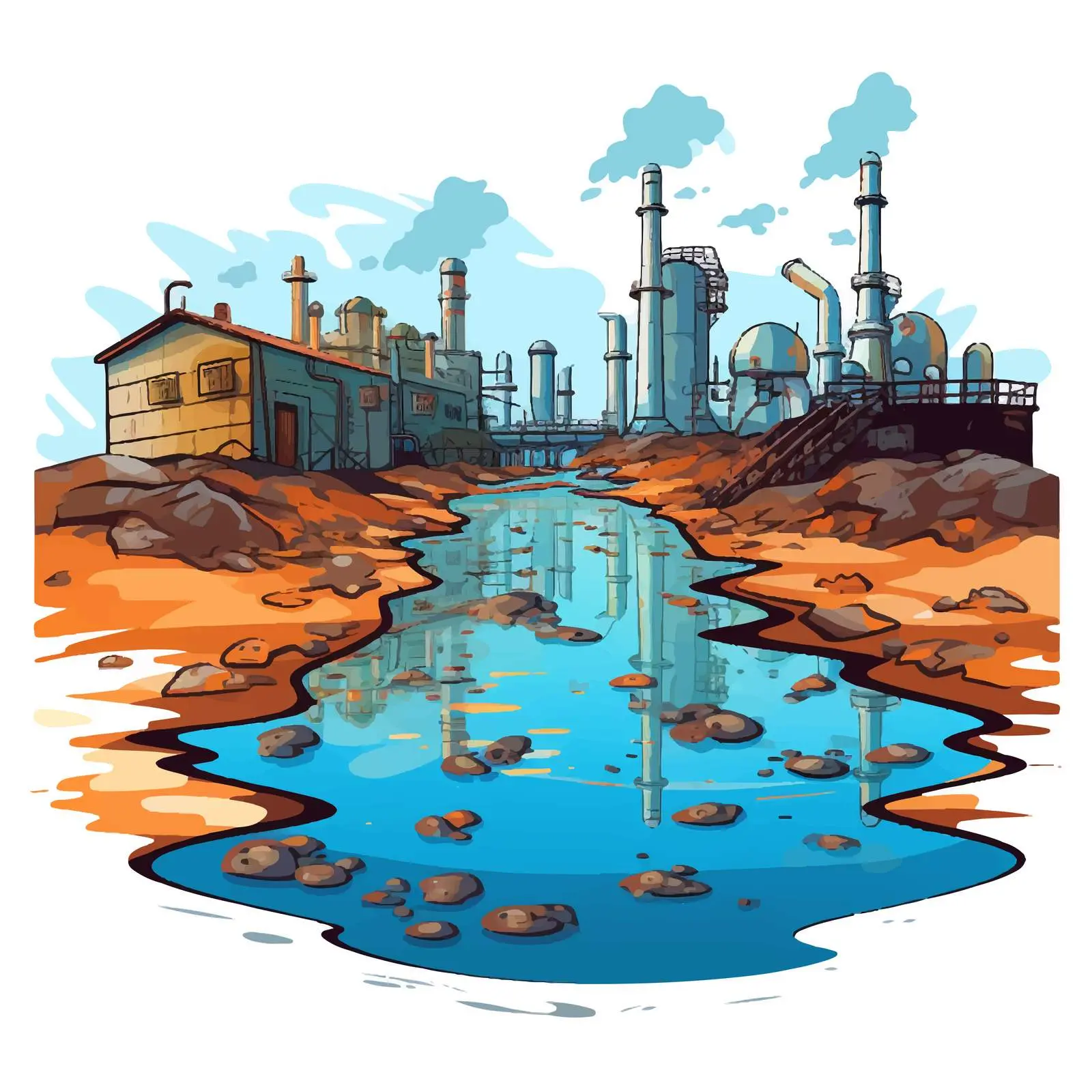 Toxic Water Flowing from Polluted Factory Drain – free industrial environment image from Dotvec
