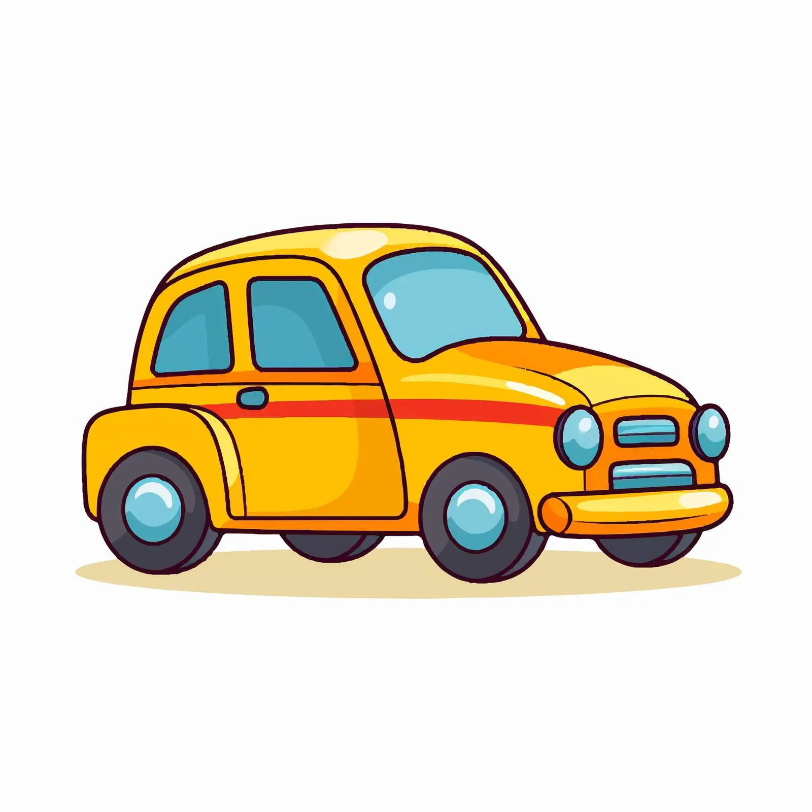 Cartoon Toy Car Line Vector Illustration – free transportation vector image from Dotvec