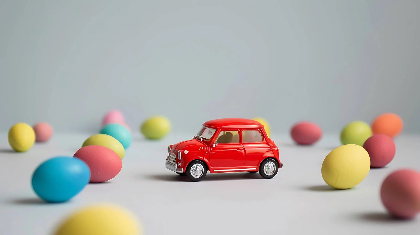 Easter Car and Egg on Bright Background — free download from Dotvec