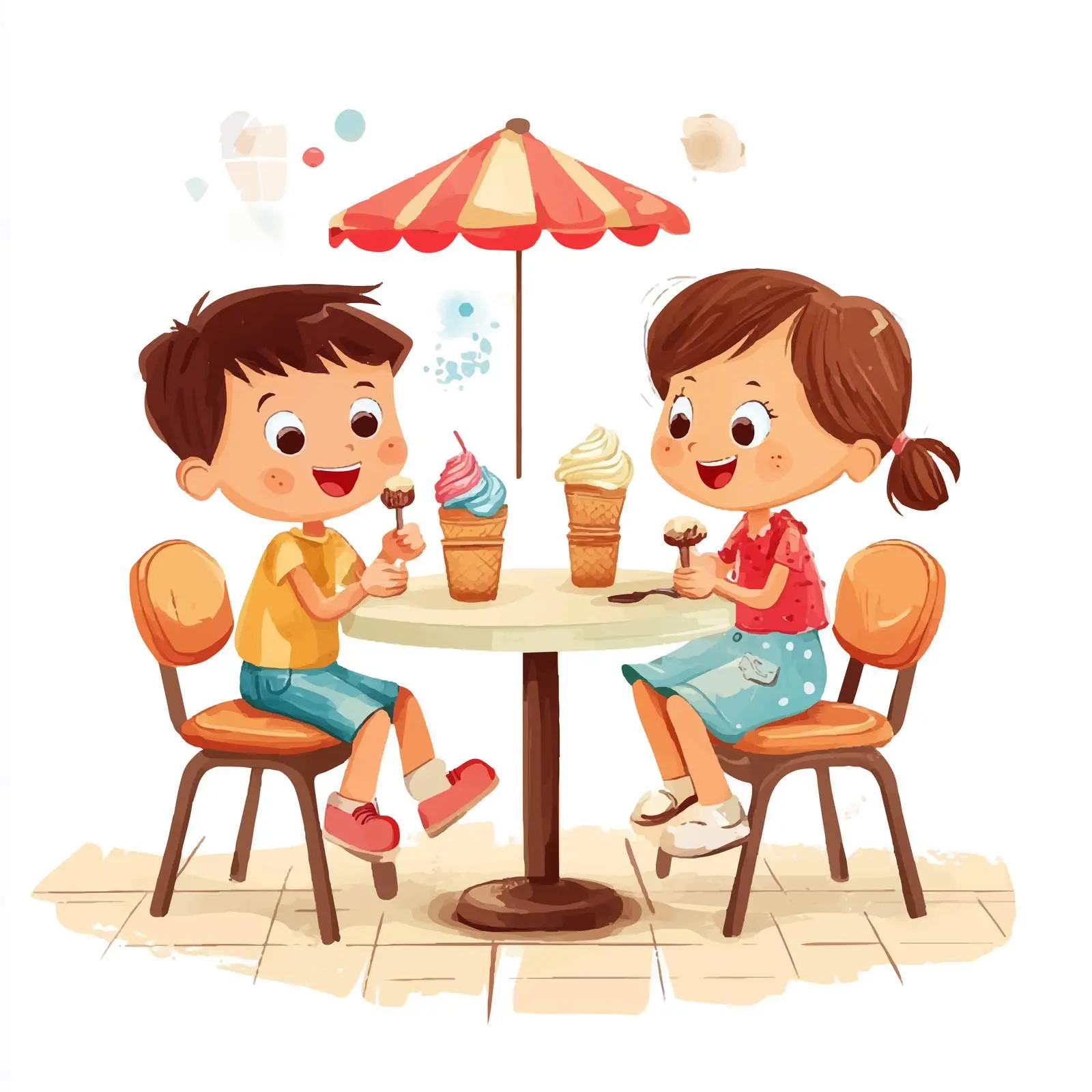 Toys Enjoying Ice Cream in Cafe Vector Illustration — free download from Dotvec