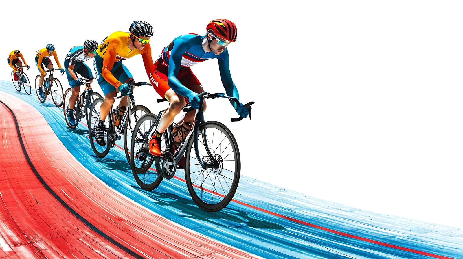 Cyclists racing on velodrome track — free download from Dotvec
