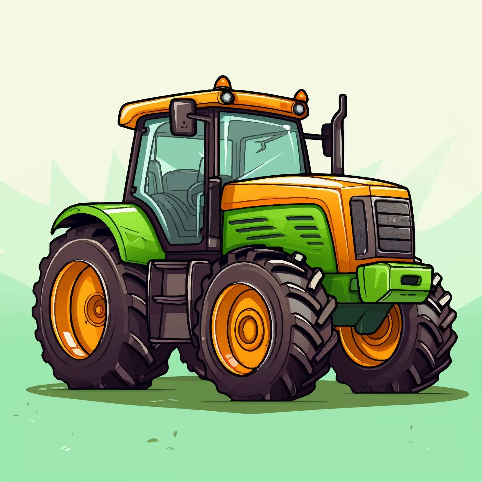 Cartoon Tractor Line Vector Illustration – free vehicle illustration image from Dotvec