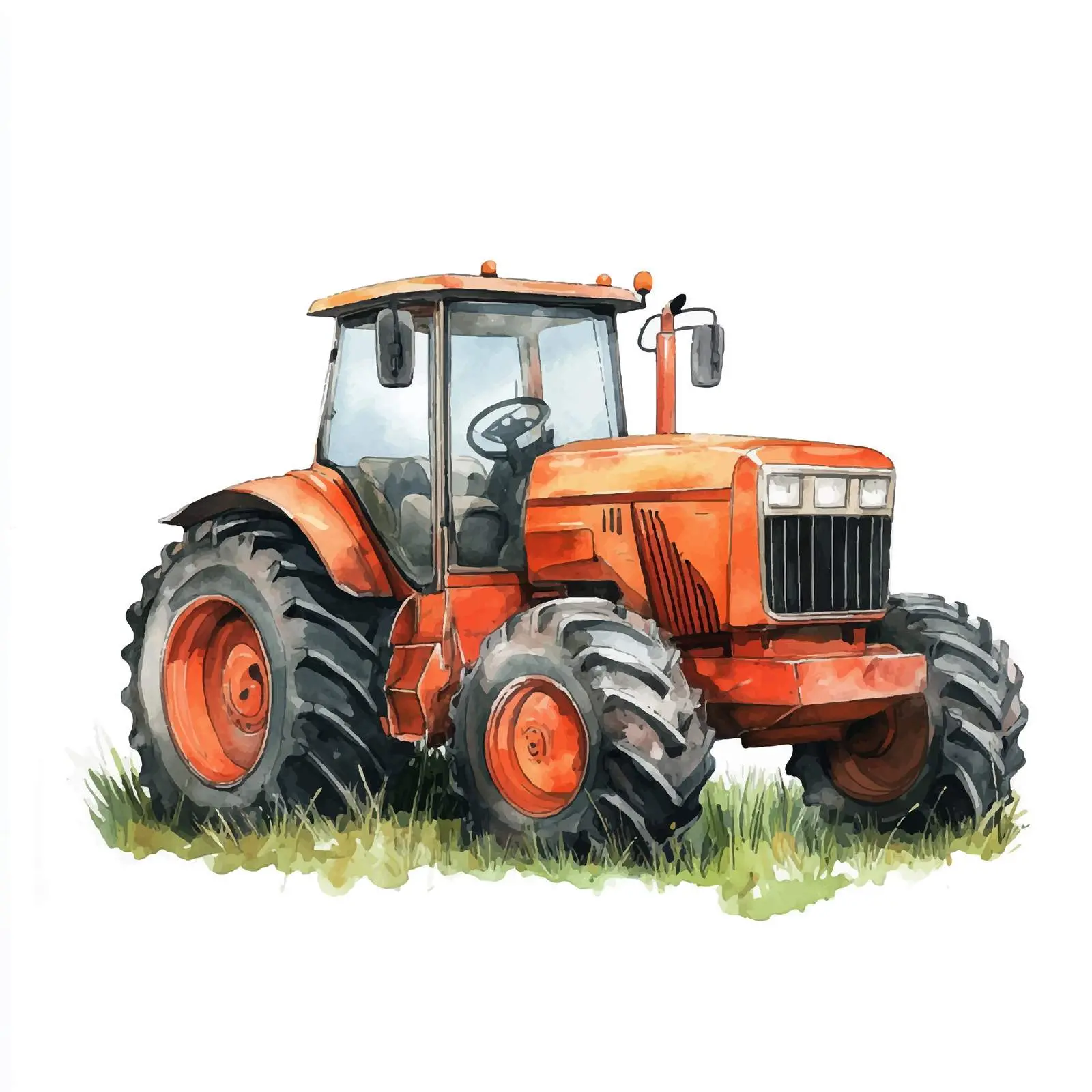 Cartoon Style Watercolor Tractor Illustration – free vehicle illustration image from Dotvec