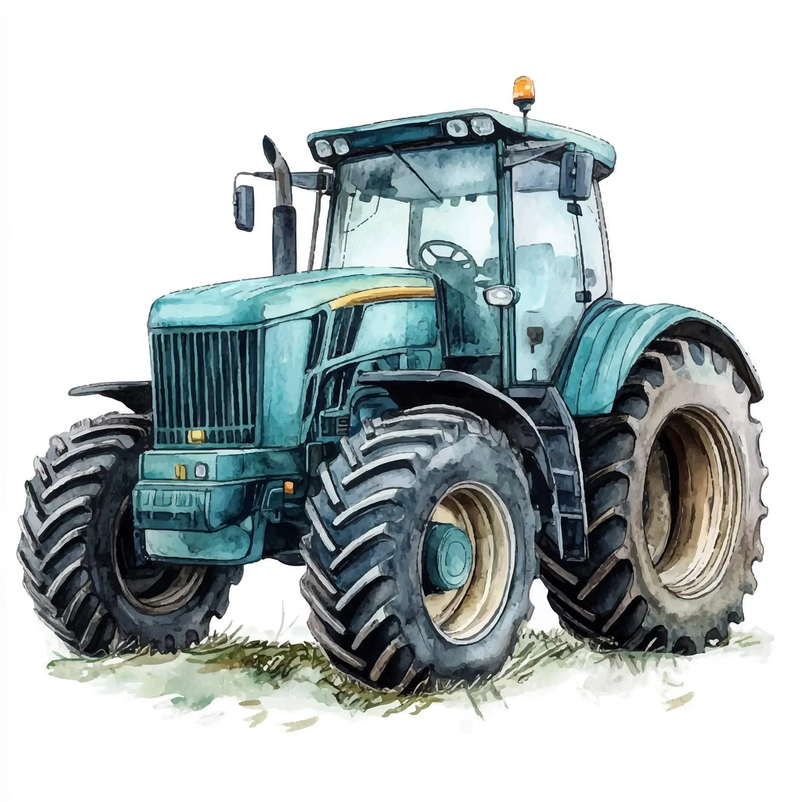 Cartoon Style Watercolor Tractor Illustration – free tractor image from Dotvec