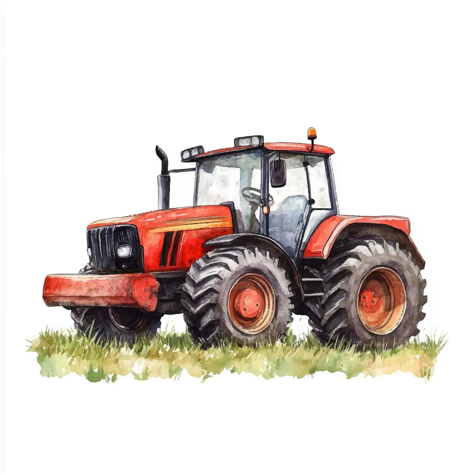 Cartoon Style Watercolor Tractor Illustration – free tractor image from Dotvec