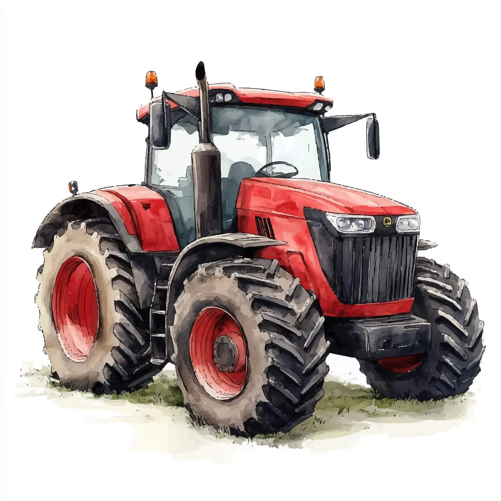 Cartoon Style Watercolor Tractor Illustration — free download from Dotvec