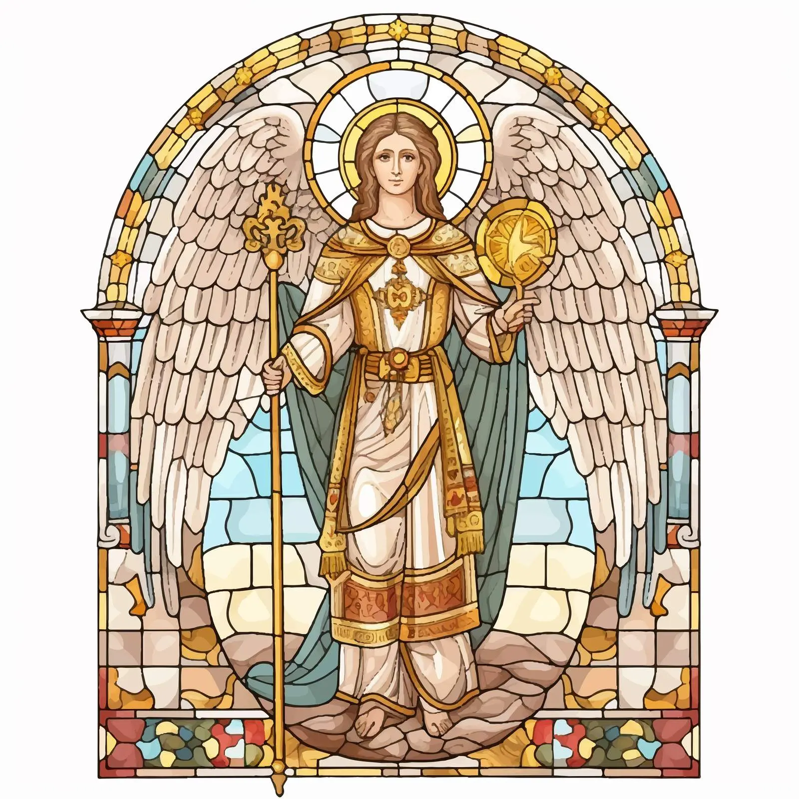 Antique Christian Icon of Archangel Uriel — free download from Dotvec