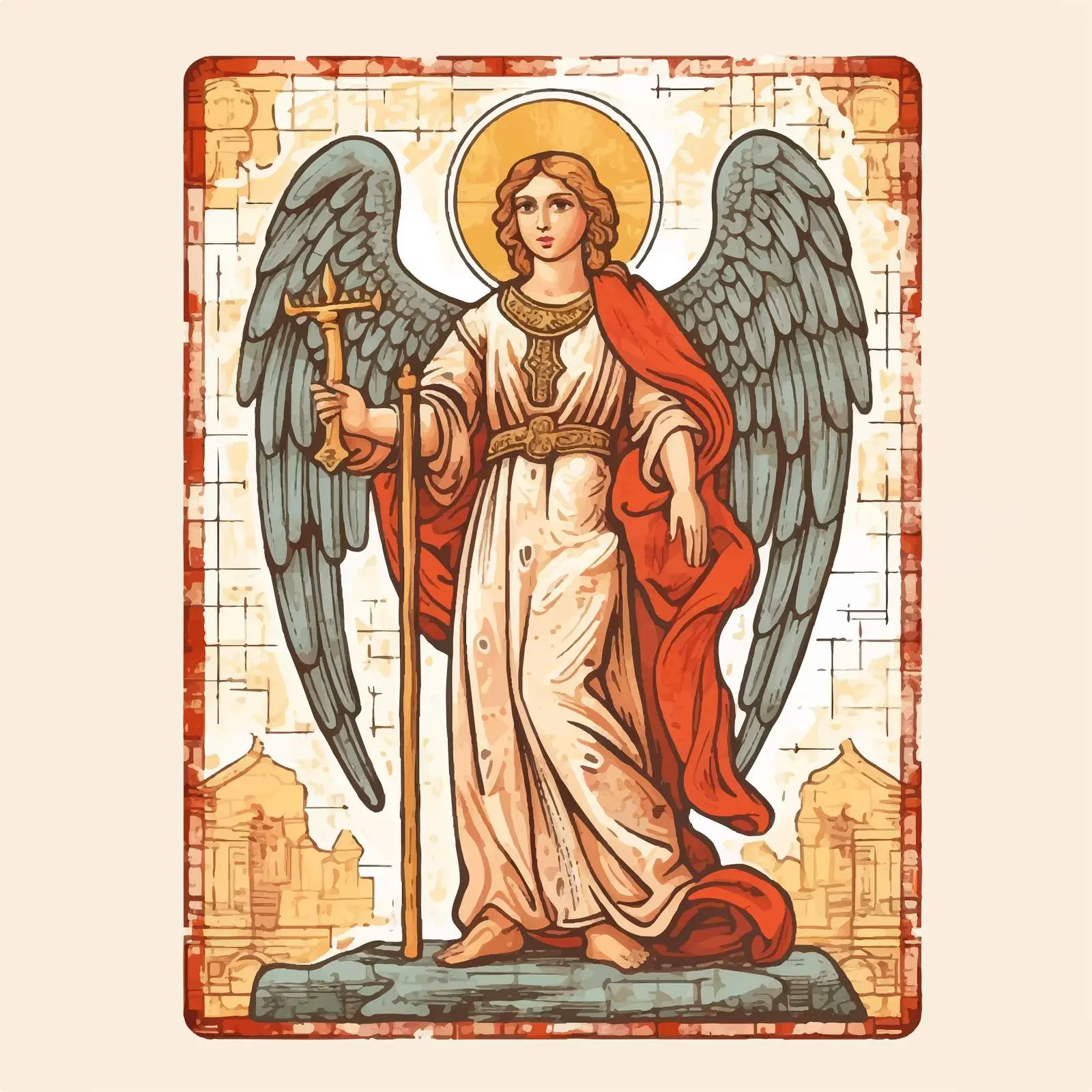 Traditional Christian Guardian Angel Icon Illustration – free ethereal art image from Dotvec
