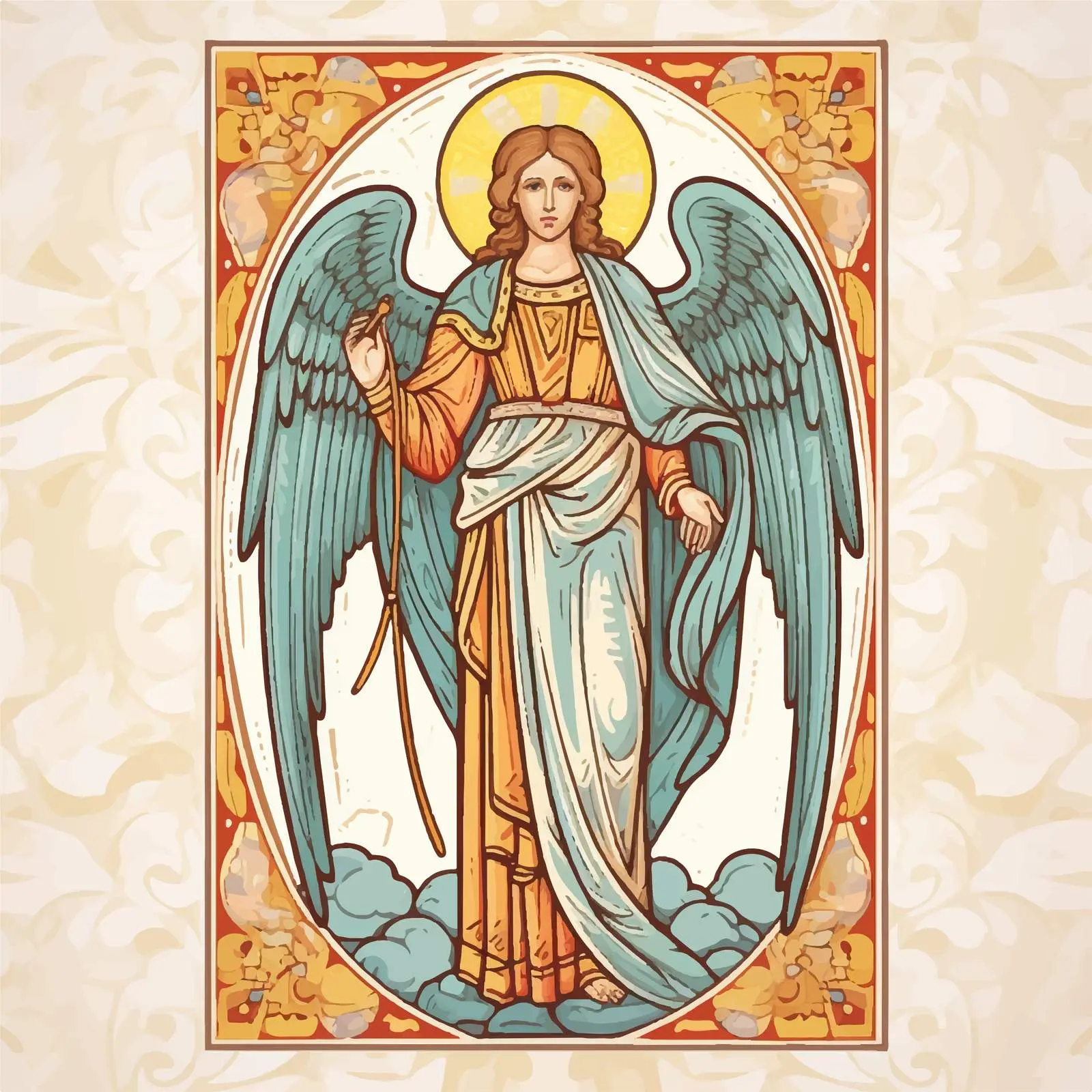 Antique Guardian Angel Christian Icon Illustration – free artistic icon image from Dotvec
