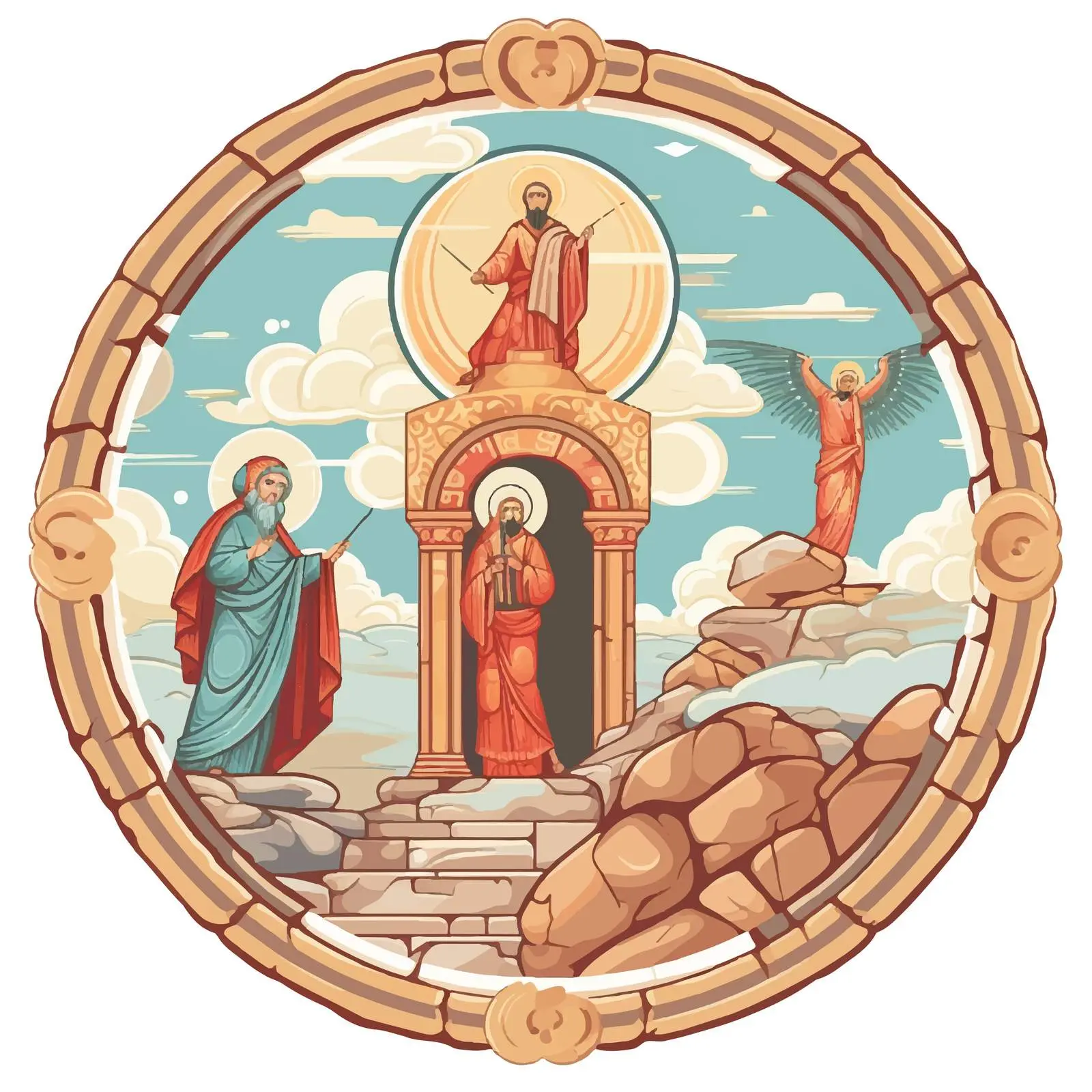 Antique Christian Icon of Heaven Liturgy — free download from Dotvec